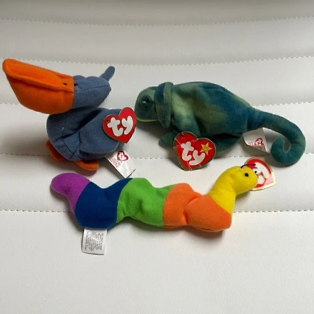 Mini beanie babies.  Scoop, Inch and Iggy.